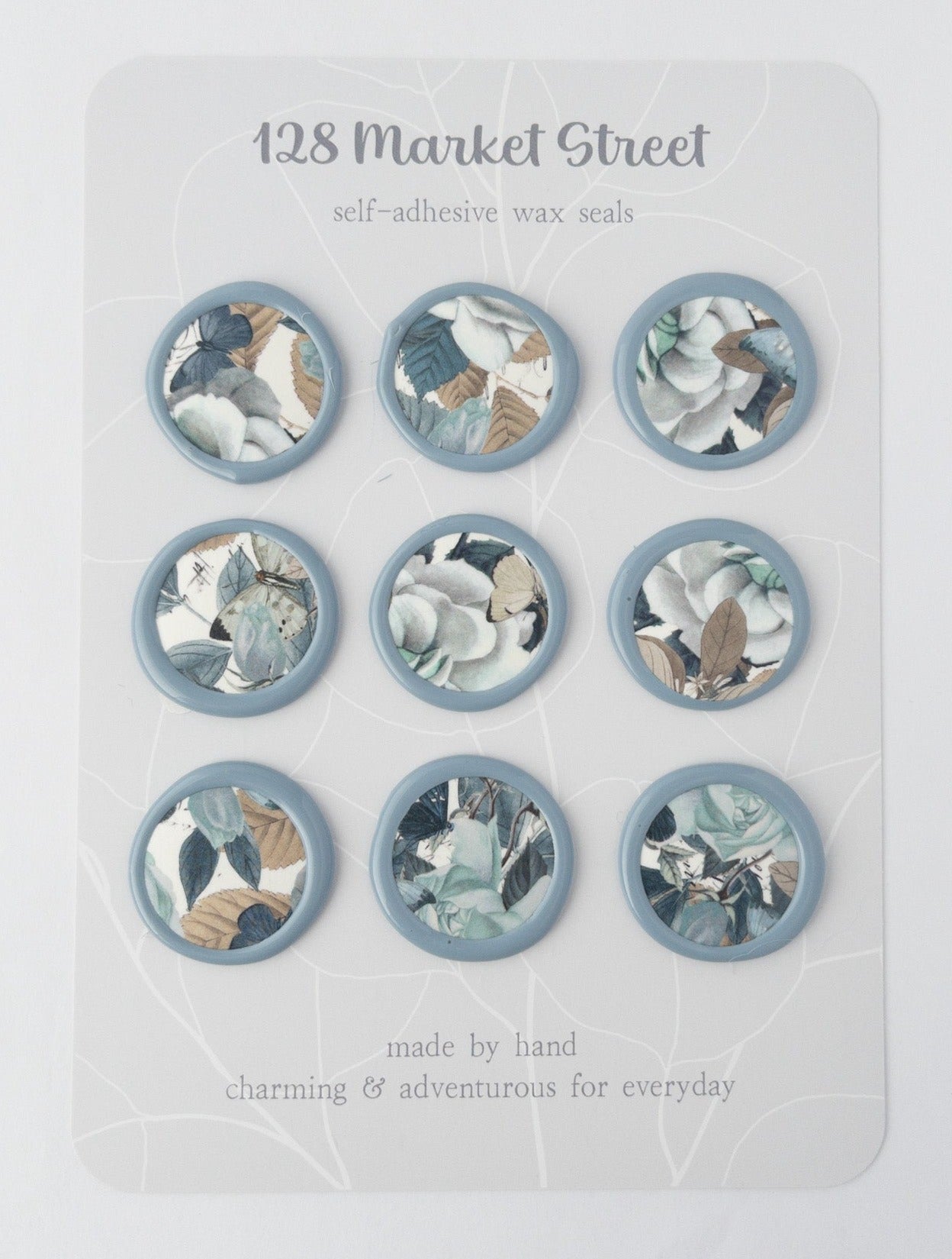 Wax Seals, Set of Nine, Magnolia in Dusty Blue