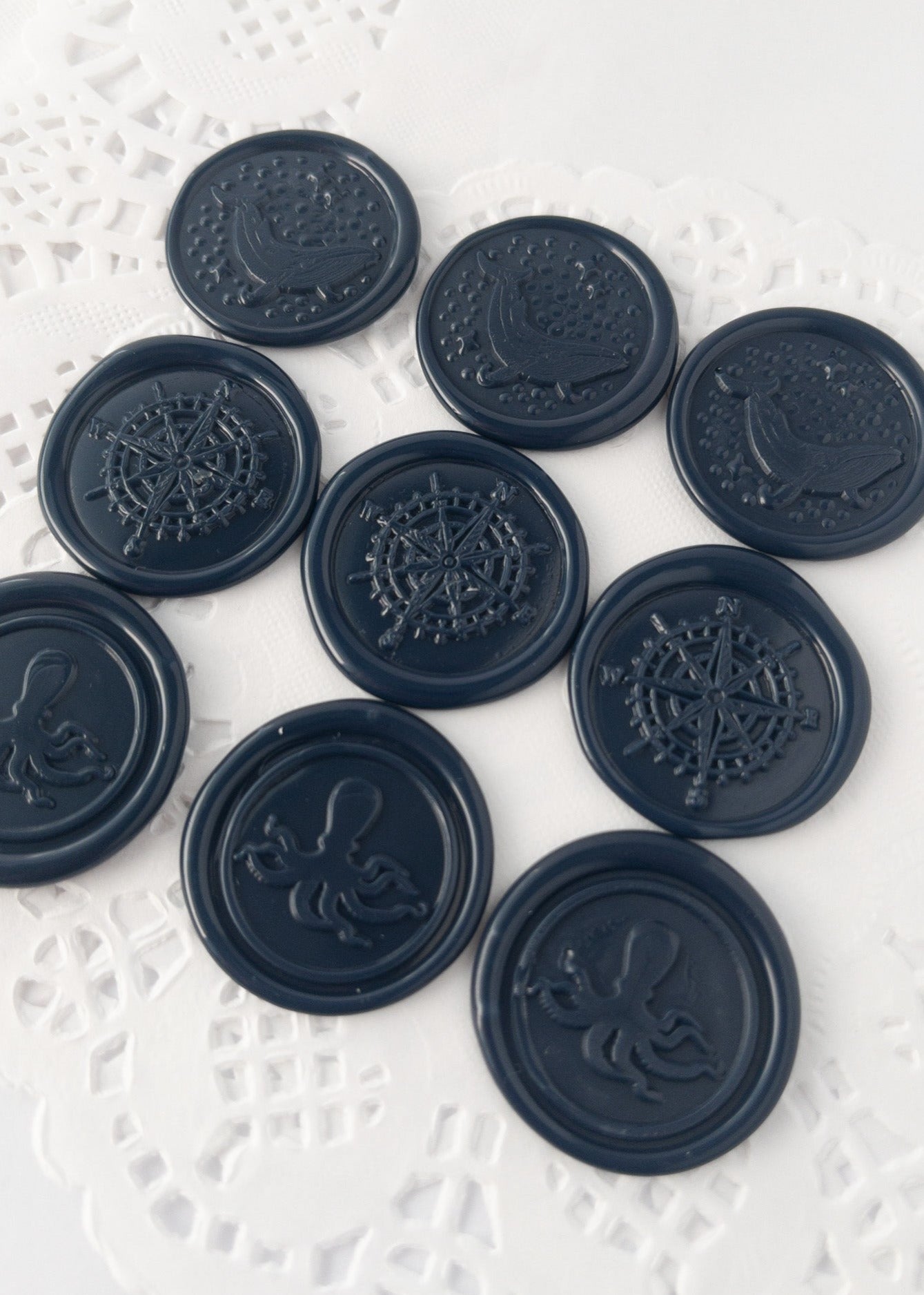 Wax Seals, Set of Nine, Ocean No. 1 in Navy