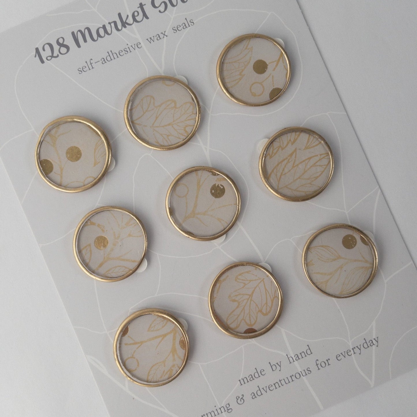 Wax Seals, Set of Nine, gilded, Gold Botanical