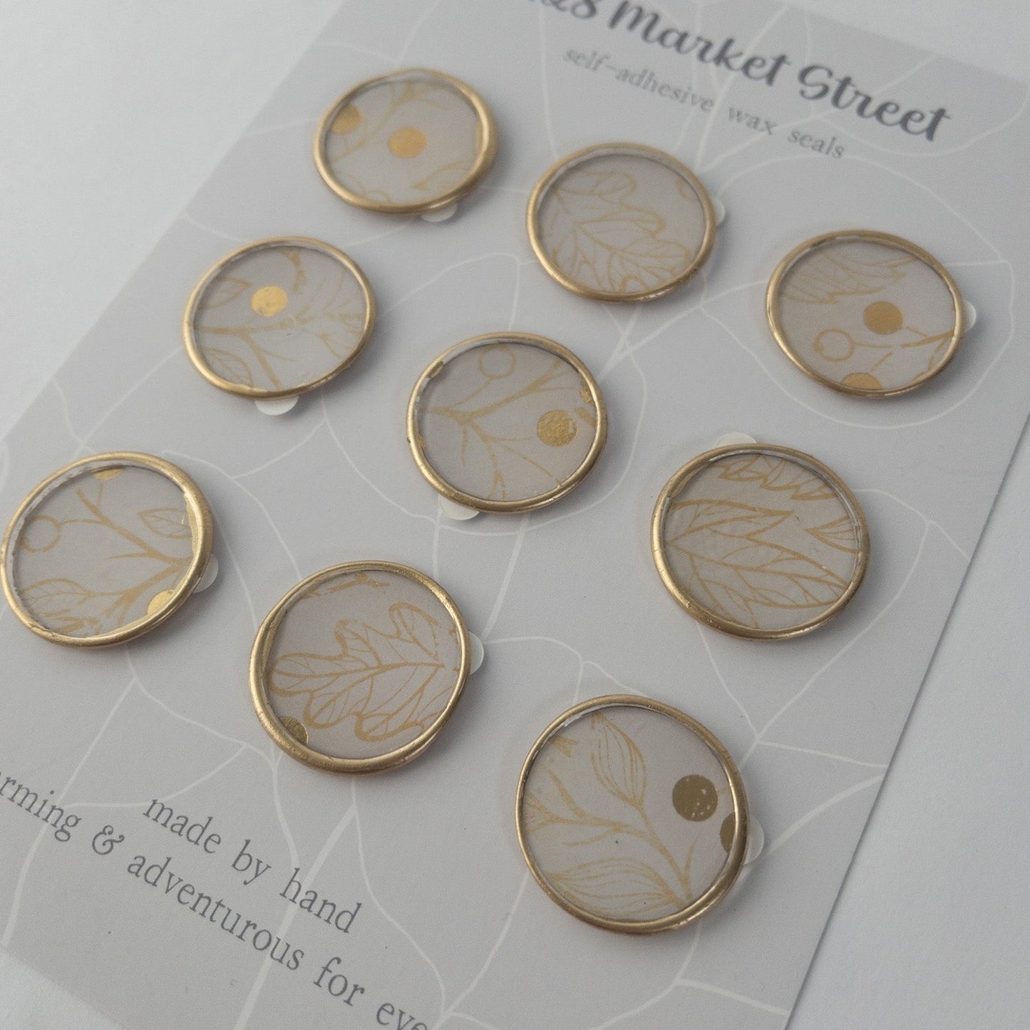 Wax Seals, Set of Nine, gilded, Gold Botanical
