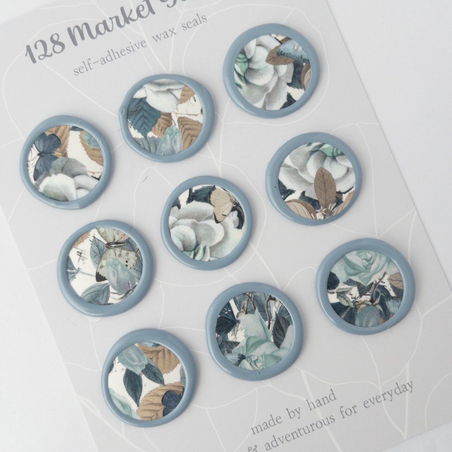 Wax Seals, Set of Nine, Magnolia in Dusty Blue