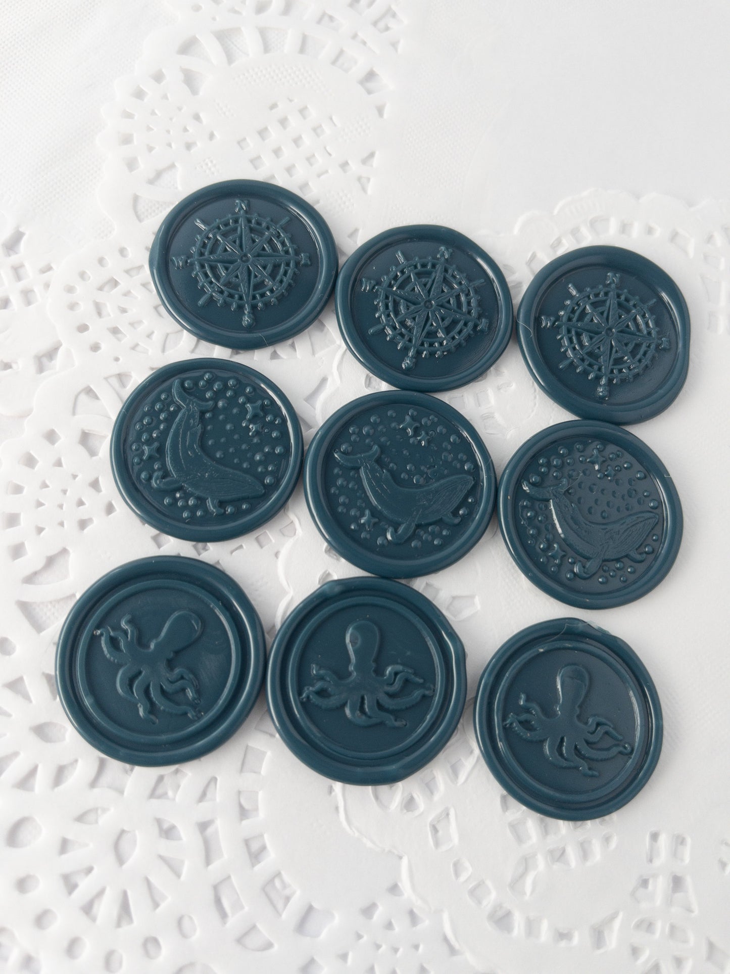 Wax Seals, Set of Nine, Ocean No. 1 in Inverness