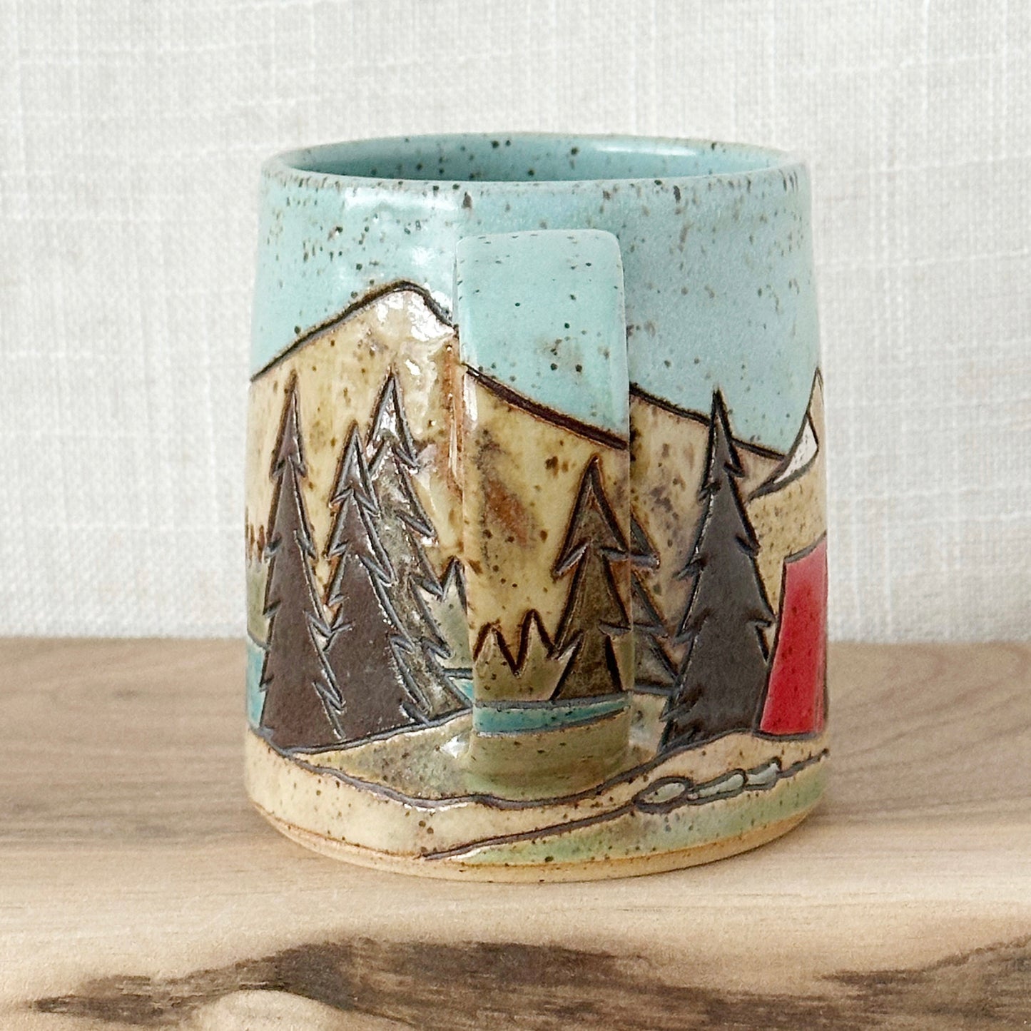 red tent mug - left orientation (12 oz)