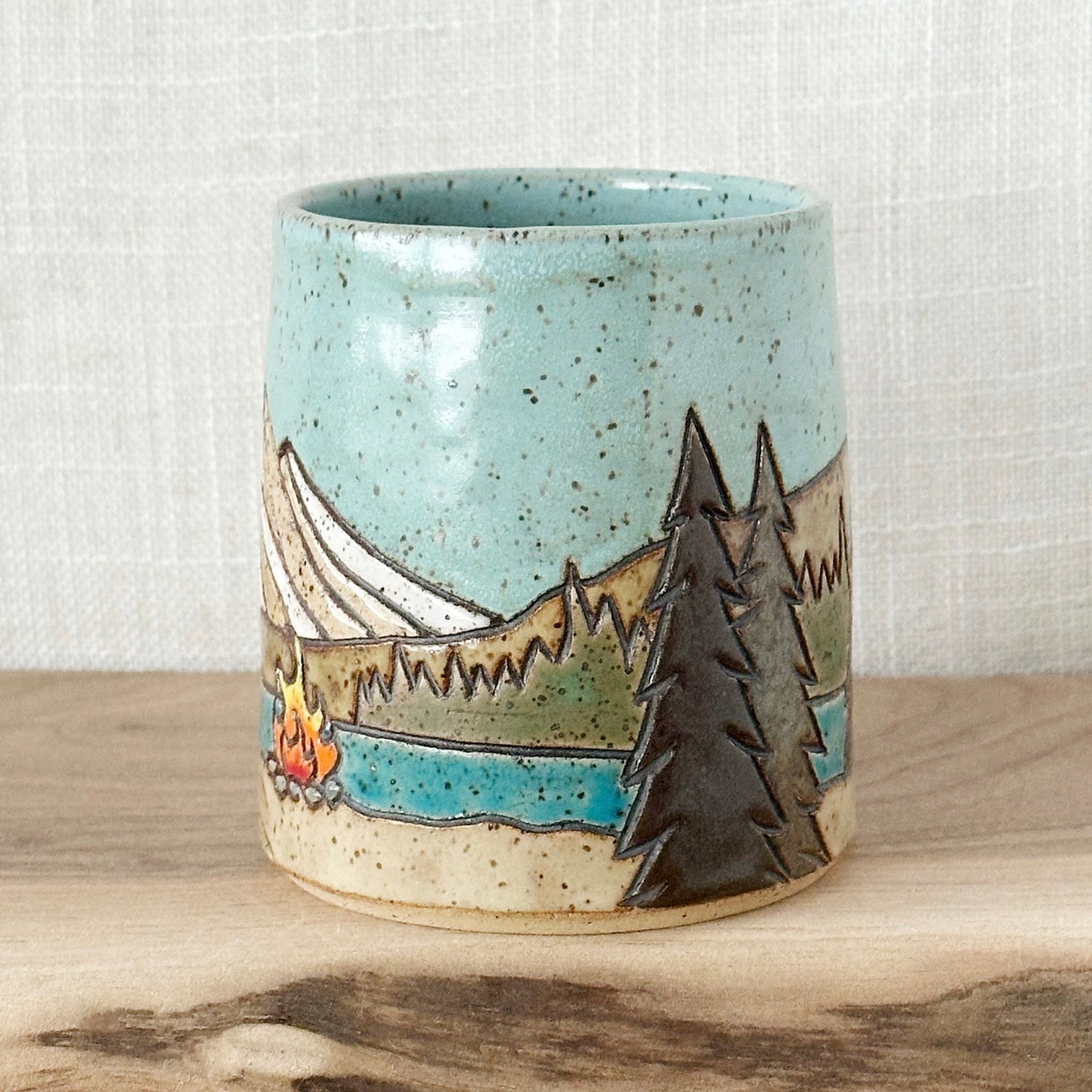 red tent mug - left orientation (12 oz)