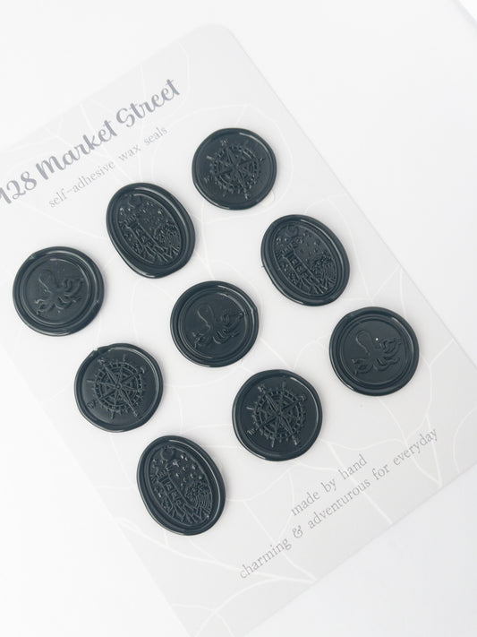 Wax Seals, Set of Nine, Ocean No. 2 in Navy