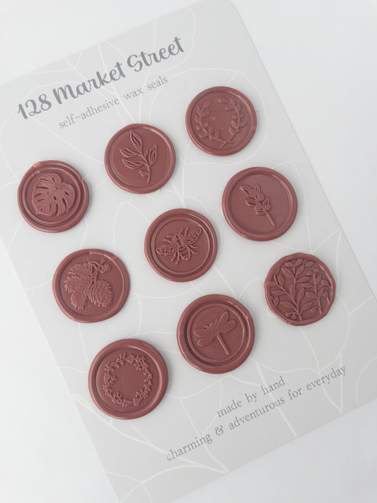 Wax Seals, Set of Nine, Garden No. 3 in Vintage Rose