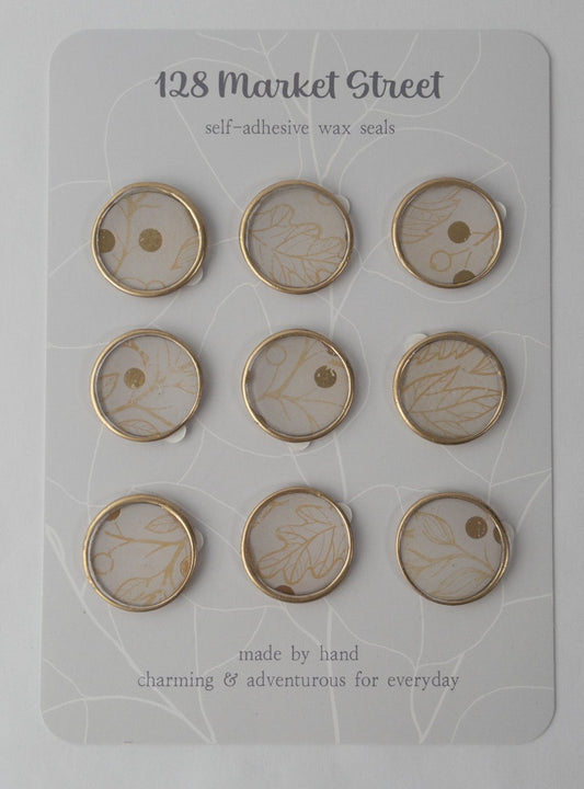 Wax Seals, Set of Nine, gilded, Gold Botanical
