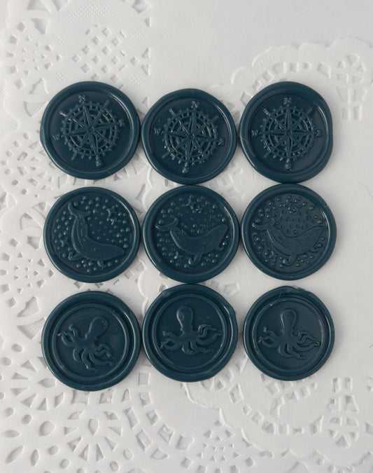 Wax Seals, Set of Nine, Ocean No. 1 in Inverness